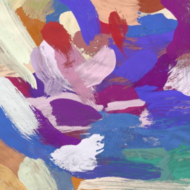 Tuval el yapımı yağlıboya. Renkli doku. Fırça darbeleri. Renkli görüntü. Modern sanat. Çağdaş sanat.