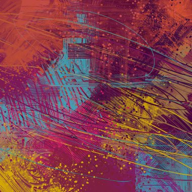 Soyut arka plan sanatı. 2d illüstrasyon. Etkileyici el yağlıboya çizilmiş. Tuval üzerine fırça darbeleri. Modern sanat. Çok renkli arka plan. Çağdaş sanat. Ifa -de. Sanatsal dijital palet.