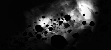 Soyut bilim kurgu geçmişi, fütüristik duvar kağıdı ve teknoloji konsepti. Veri bağlantısı ve uzayın derinliklerindeki gelecekteki robot gezegen. Uzaylılar ve klon mühendisliği 