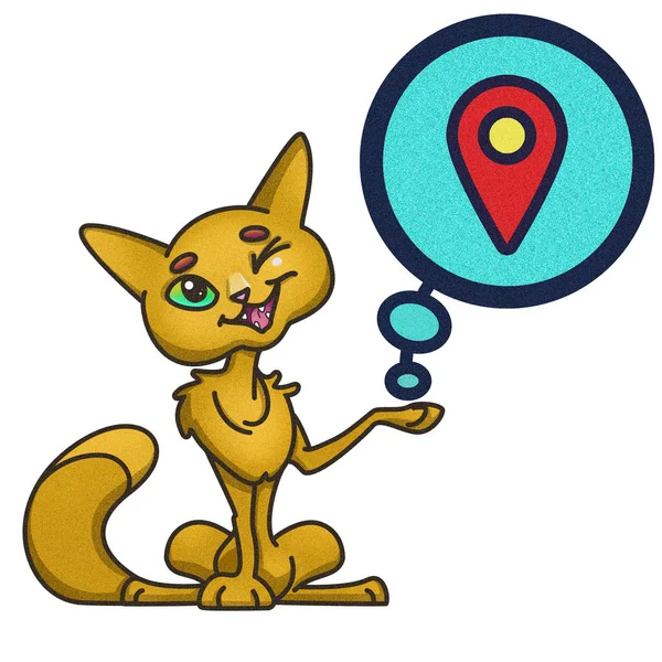 Katze zeigt Navigation und Standorte — Stockfoto