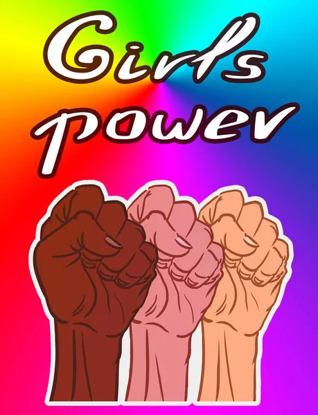 Women's hands clenched into a fist, the inscription "Girls Power" — Stock Photo, Image