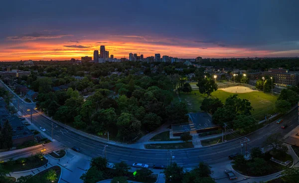 Een Panorama Van Een Zonsondergang Vanaf Mijn Balkon Davisville Toronto — Stockfoto