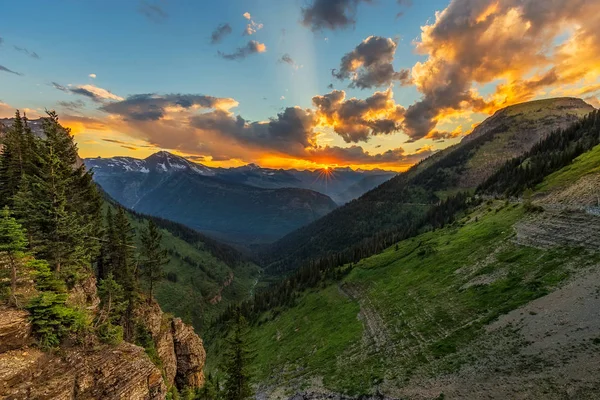 Sonnenuntergang Gletschernationalpark Montana Usa — Stockfoto