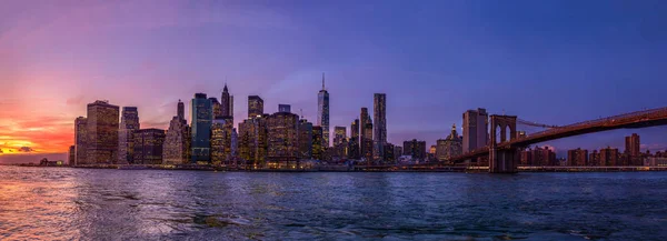 Vista Panorámica Ciudad Nueva York Manhattan Desde Brooklyn Bridge Park —  Fotos de Stock