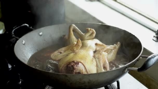 Canard Braisé Bouille Dans Casserole Jus Bouillant — Video