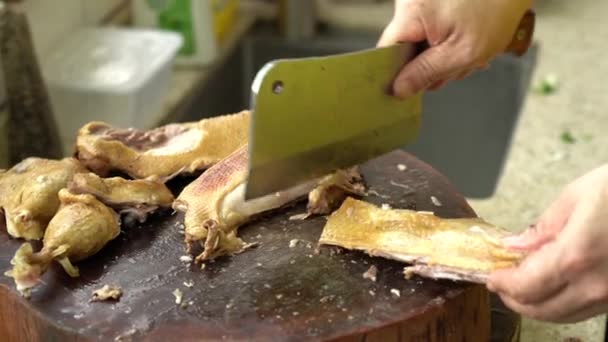 Chef Corta Todo Pato Estofado — Vídeo de stock