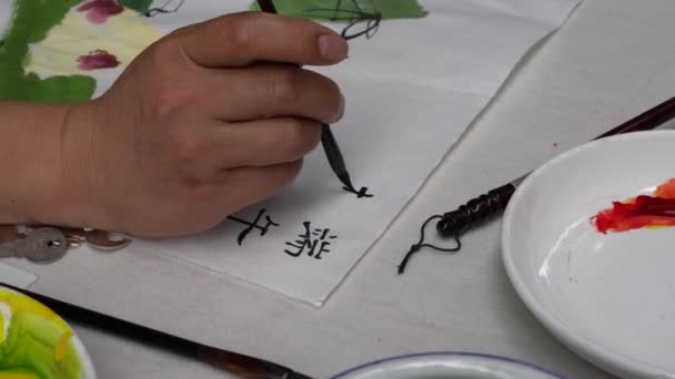 Bir Kaligraf Hat Yazı Hazırlıyor — Stok video