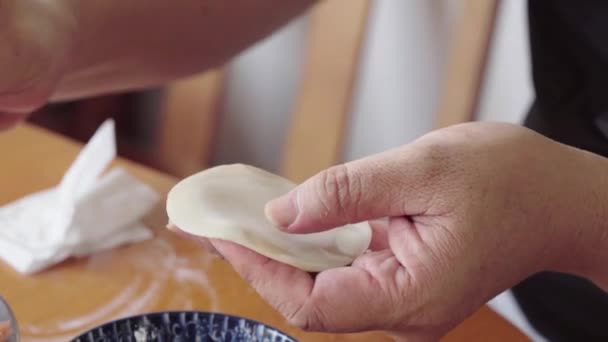 Людина Готує Пельмені Традиційну Китайську Їжу — стокове відео