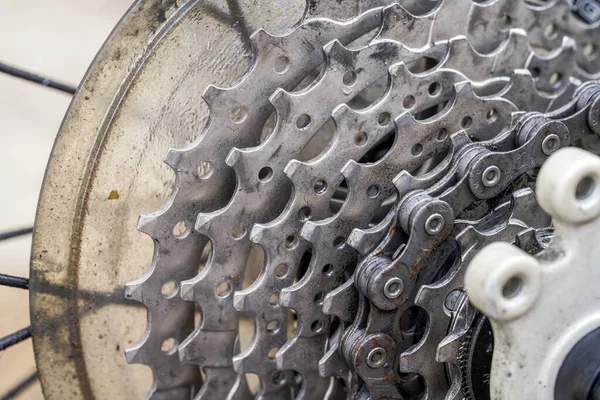 Крупный План Шестеренок Велосипедного Горного Велосипеда — стоковое фото