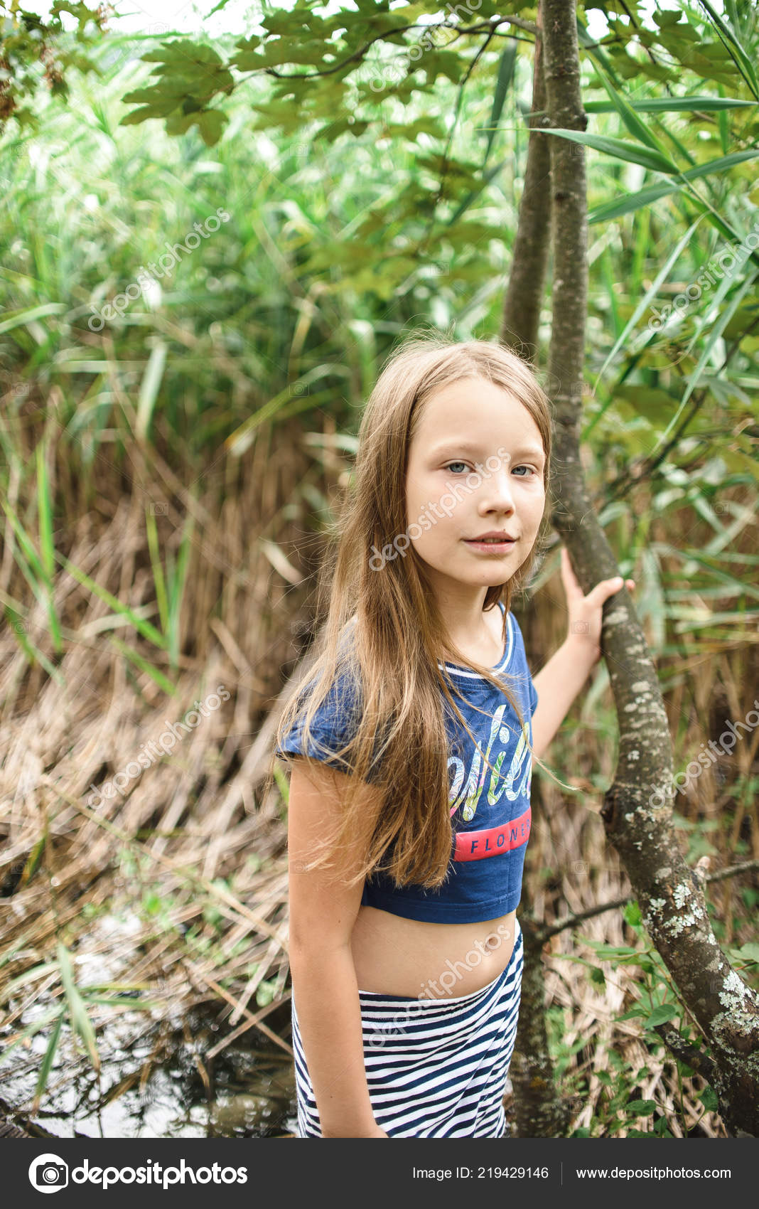 Cute Little Girl Lake Stock Photo by ©anastasia.goryainova 219429146