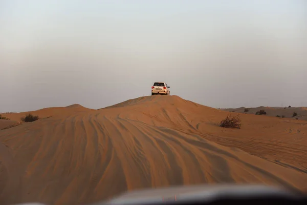 Arabalar Emirliğin Kumlarında Hızla Ilerliyor — Stok fotoğraf