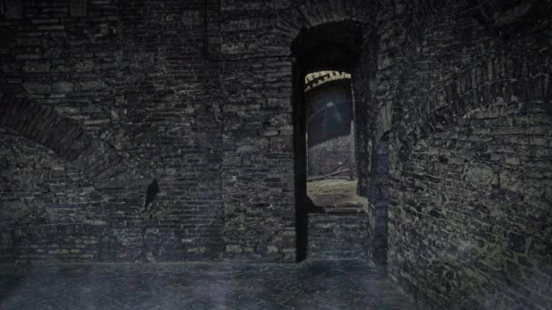 Dark dungeon, mysterious ethereal presences in a overwhelming atmosphere. — Stock Video