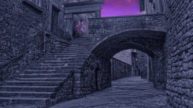 Gotik bir manzarada gizemli varlıklar, fırtınada ruhani bir ışık..