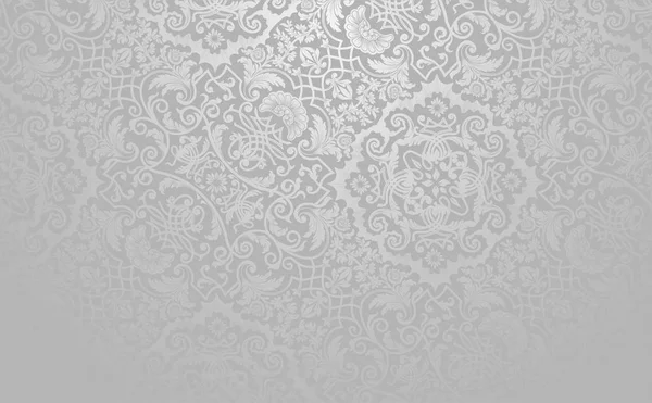 Elegant Floral Vector Background Silver Toned Vintage Decorative Texture — Stock Vector