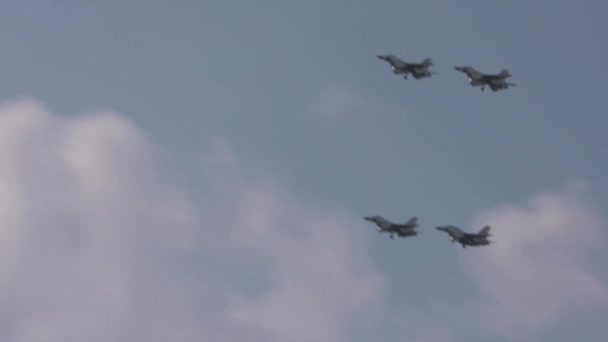 Vista Cámara Lenta Del Escuadrón Aviones Fuerza Aérea Los Estados — Vídeo de stock