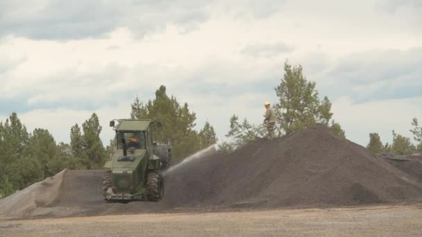 Будівництво Вантажівки Будучи Промивають Шланг — стокове відео