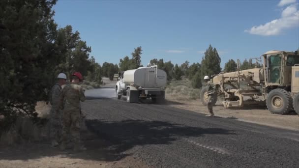 Soldats Équipement Lourd Projet Construction Une Base Militaire — Video