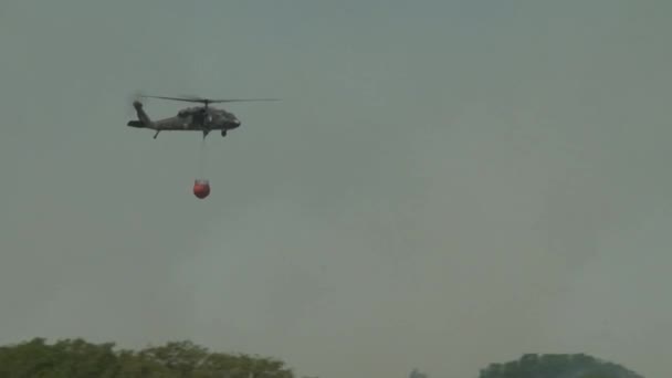 Нам Армії Medevac Вертоліт Скидання Води Лісовий Вогонь — стокове відео