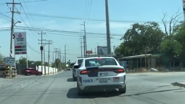 Patrols Mexican State Police Driving Streets — Stock Video