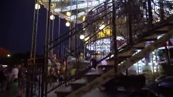 Pohled na kolotoč v Paříži v noci — Stock video