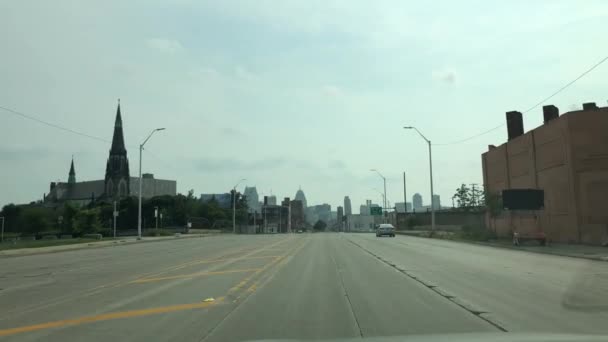 Jazdy na pustych ulicach Detroit — Wideo stockowe