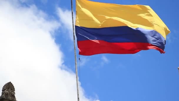 Bandiera Colombiana Bogotà Sventola Nel Vento — Video Stock