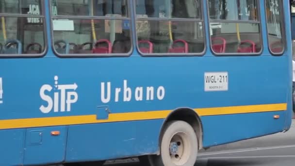 Buses Public Transport System Bogota Picking Passengers — Stock Video