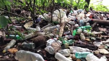 Plastik Çöp sahil üzerinde karaya vurmuş