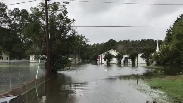 North Carolina Overstroomd Orkaan Florence — Stockvideo