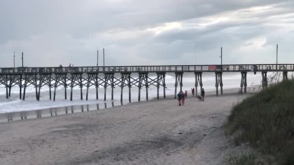 Vysoký Příliv Topsail Beach Před Hurikánem Florencie — Stock video