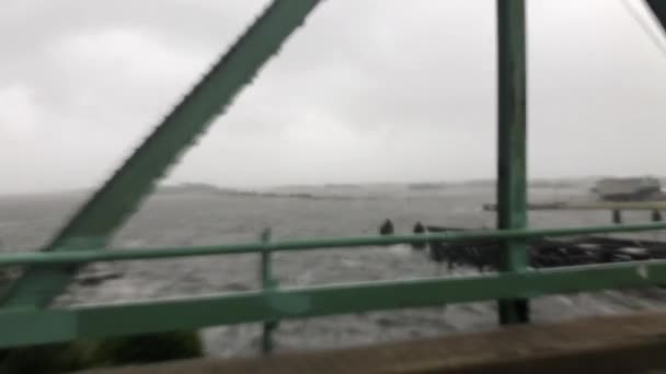 Сильный Ветер Высокий Прилив Северной Каролине Время Урагана Флоренция — стоковое видео
