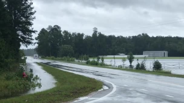 Granja Inundada Durante Huracán Florence — Vídeo de stock