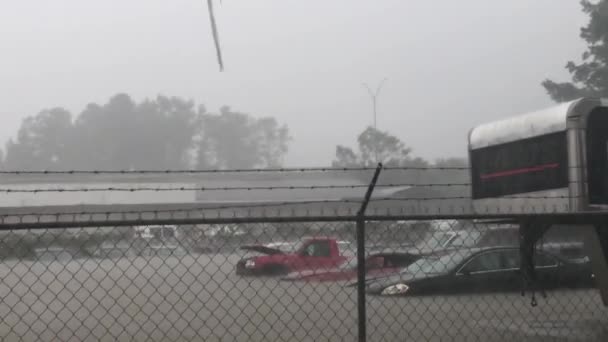 Parking Inondé Pendant Ouragan Florence — Video