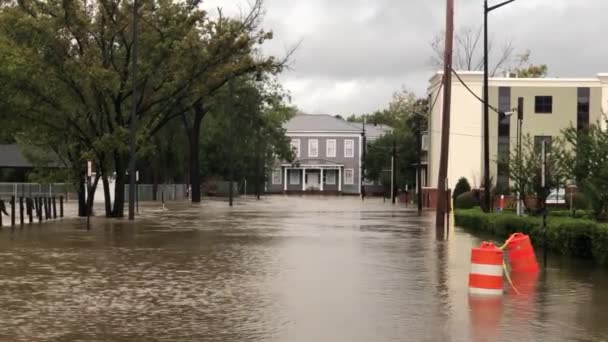 Vista Del Barrio Inundado Carolina Del Norte Durante Huracán Florence — Vídeos de Stock