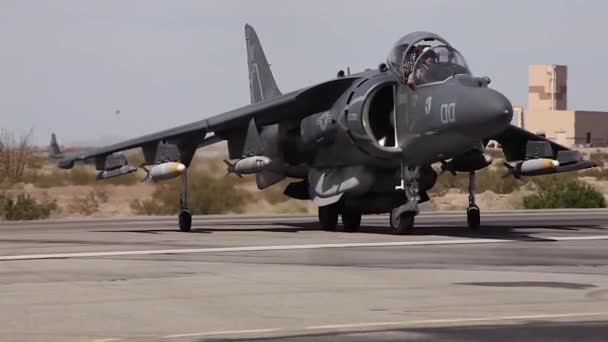 AV-8B Harrier II Jet girando y parando — Vídeo de stock