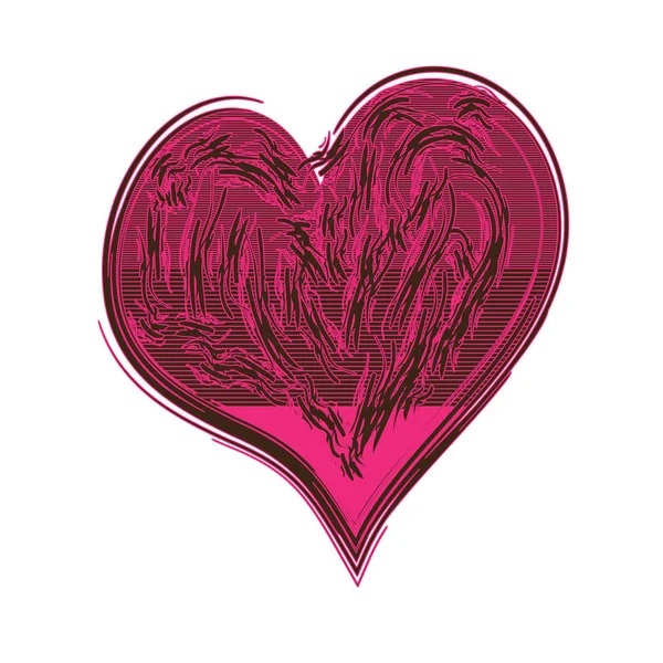 絵のようなハートベクトルイラスト 心臓の元の画像 グラフィックと絵画の接続 マゼンタ ブルーピンク ポスター プリントに最適 — ストックベクタ
