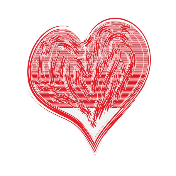 Bemalte Malerische Heart Vector Illustration Das Ursprüngliche Bild Des Herzens — Stockvektor