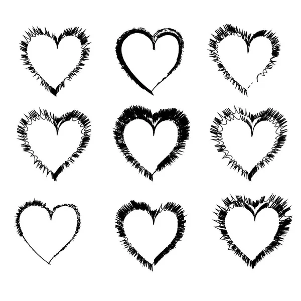 Doodle garabatear corazones — Vector de stock