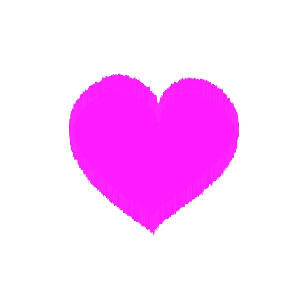 Serce różowe futro na białym tle na białe tekstury. Ilustracja wektorowa ładna. Piękny edytowalny Element do projektu — Wektor stockowy