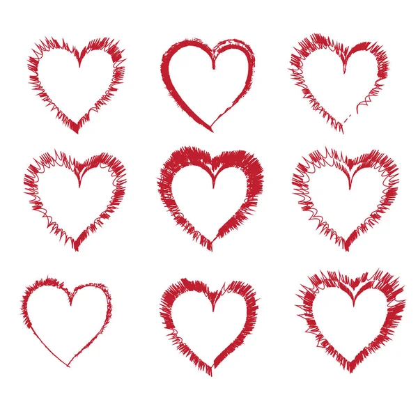 Coeurs de griffonnage Doodle — Image vectorielle