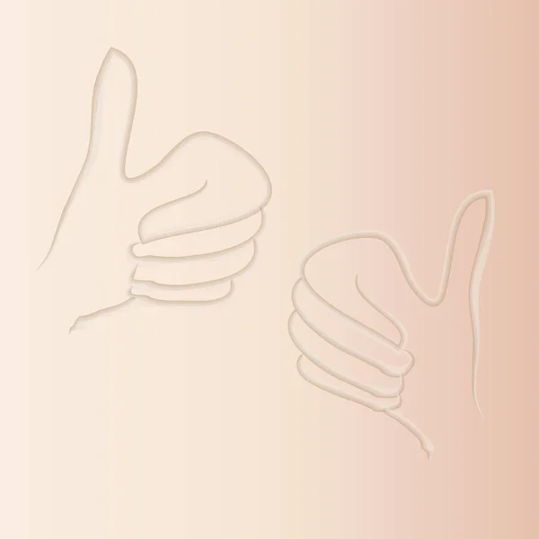 親指を - 2 つは手を塗装 — ストックベクタ
