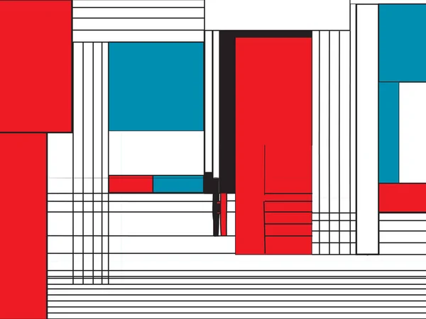 Mondrian Style Funky Pattern — Stock Vector