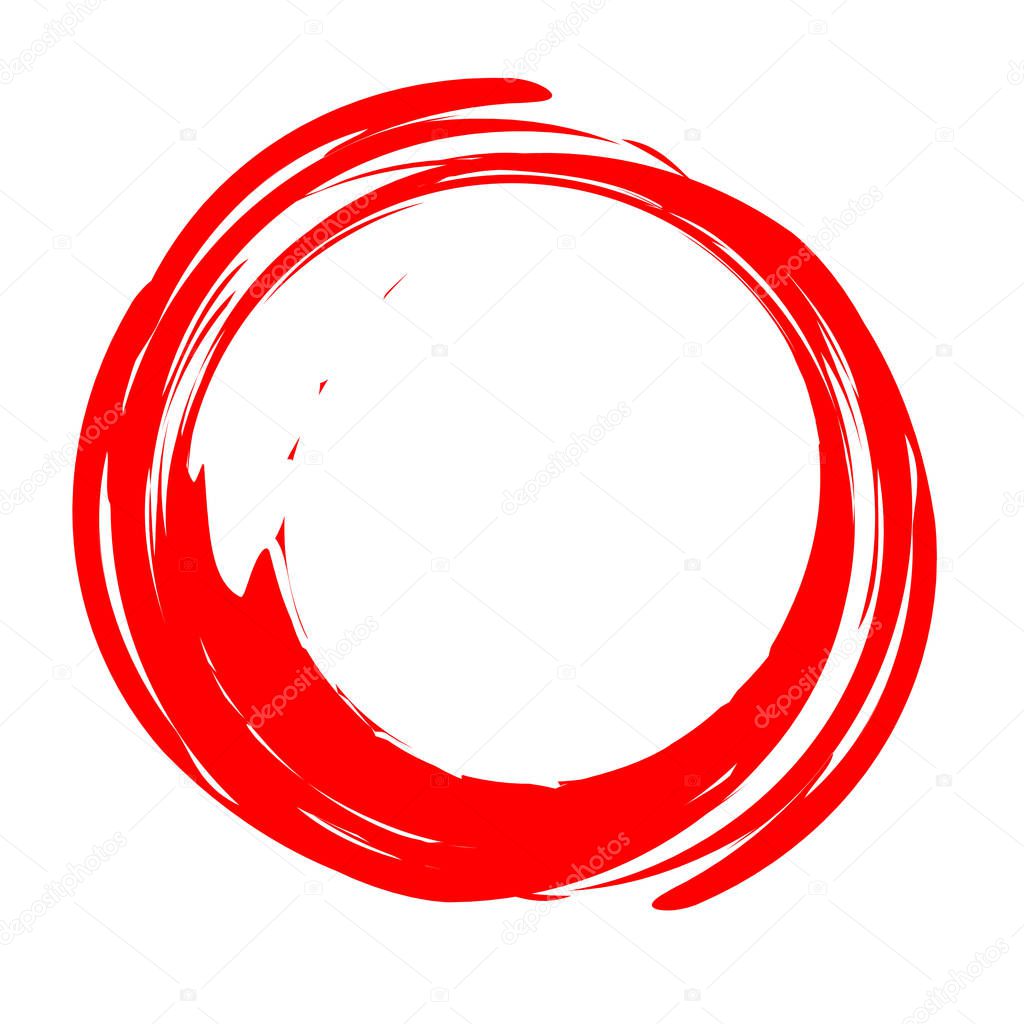 Red Brush Enso Original Hand Drawn Vector Design. Stroke Red Chinese Meditative Symbol. Brush Stroke Circle - Stylish Idea for Logo, Emblem Design