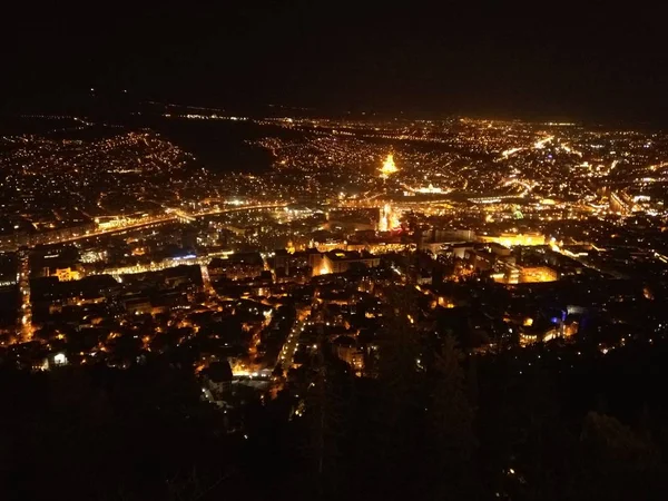 夜间第比利斯全景 — 图库照片