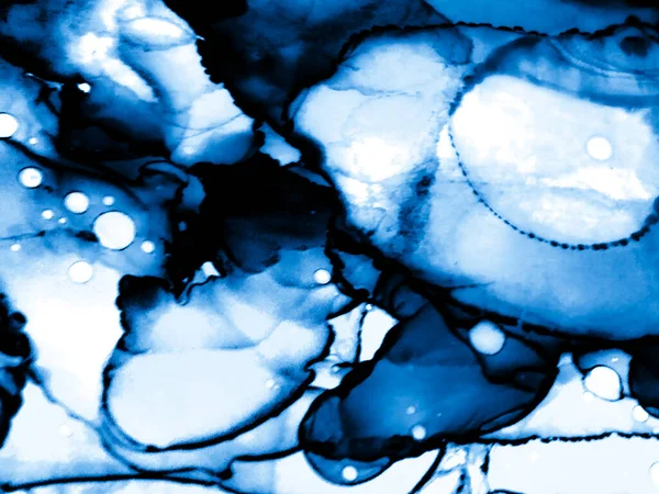 Alcohol Ink Background. Nubes Macro. Azul oscuro — Foto de Stock