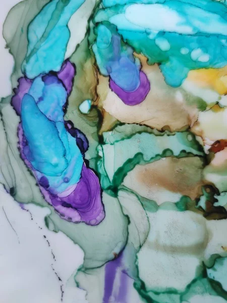 Alcohol Ink Art. Japanese Ink Style. Colorful — Stock Photo, Image