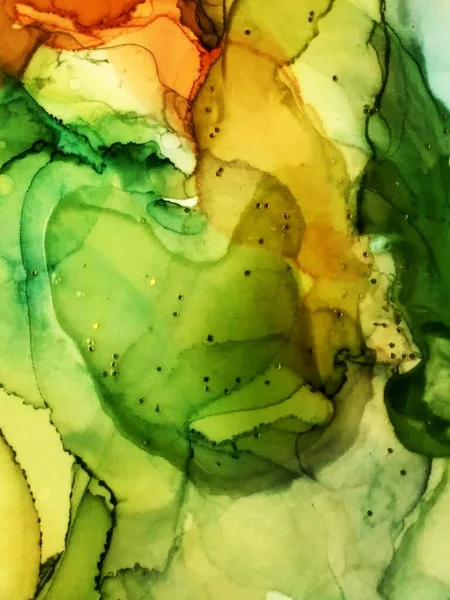 Alcohol Ink Artwork. Ink Wash Color. Bright Green