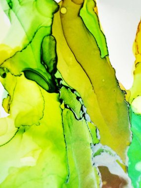 Alkol Mürekkebi Sanatı. Japon mürekkep stili. Doğal. 