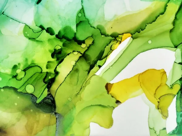 Alcohol Ink Artwork. Ink Paint Texture. Green,