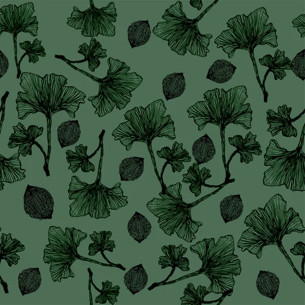 Ginkgo φύλλα αδιάλειπτη μοτίβο — Διανυσματικό Αρχείο
